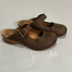 Dansko Brown Leather Mules with Arch Support